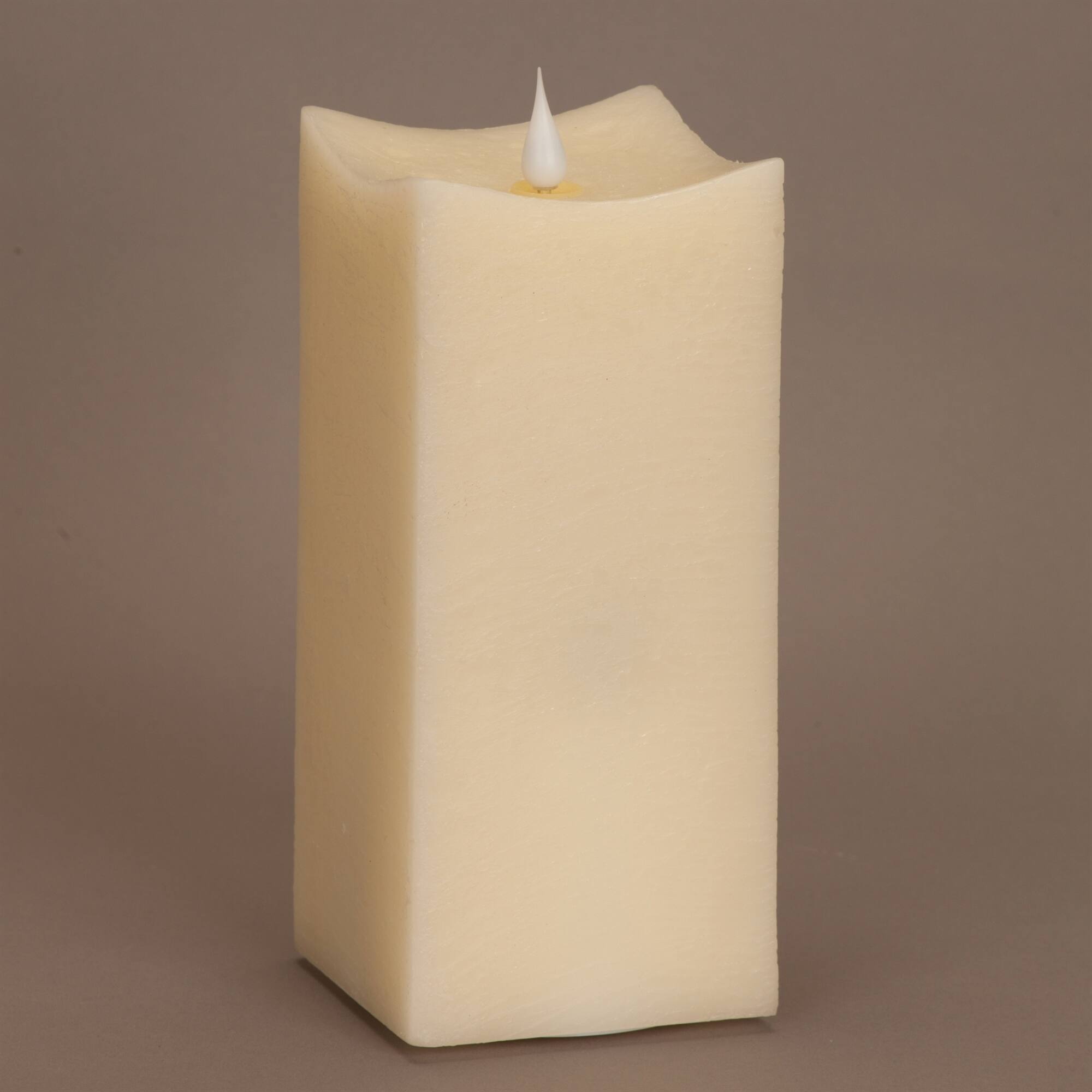 Left. BreeBe - Simplux LED Squared Candle with Moving Flame and Remote (Set of 2) - Beige.