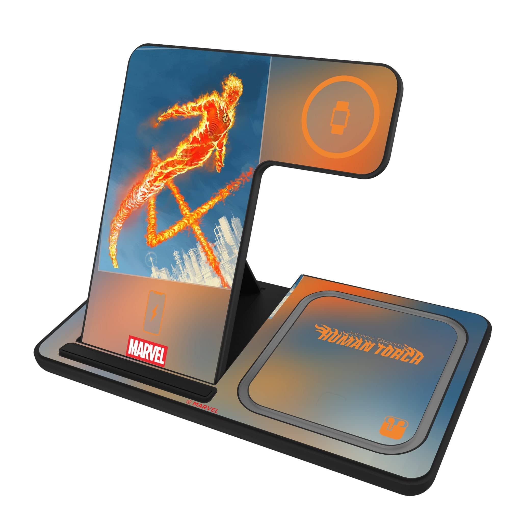Keyscaper - Marvel Cover Art 3 in 1 Charging Station - Human Torch
