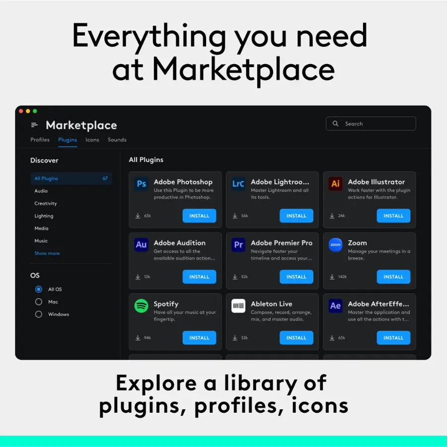 Everything You Need at Marketplace:

* Marketplace Profiles
* Plugins
* Icons
* Sounds
* Search
* Discover
* All Plugins
* Audio
* Creativity
* Ps Adobe Photoshop
* Adobe Lightroom
* Adobe Illustrator
* Adobe Audition
* Adobe Premier Pro
* Zoom
* Spotify
* Ableton Live
* Adobe AfterEffects
