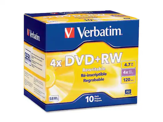 Verbatim DVD+RW 4x Rewritable 4.7 GB 120 min SERL Pack 10