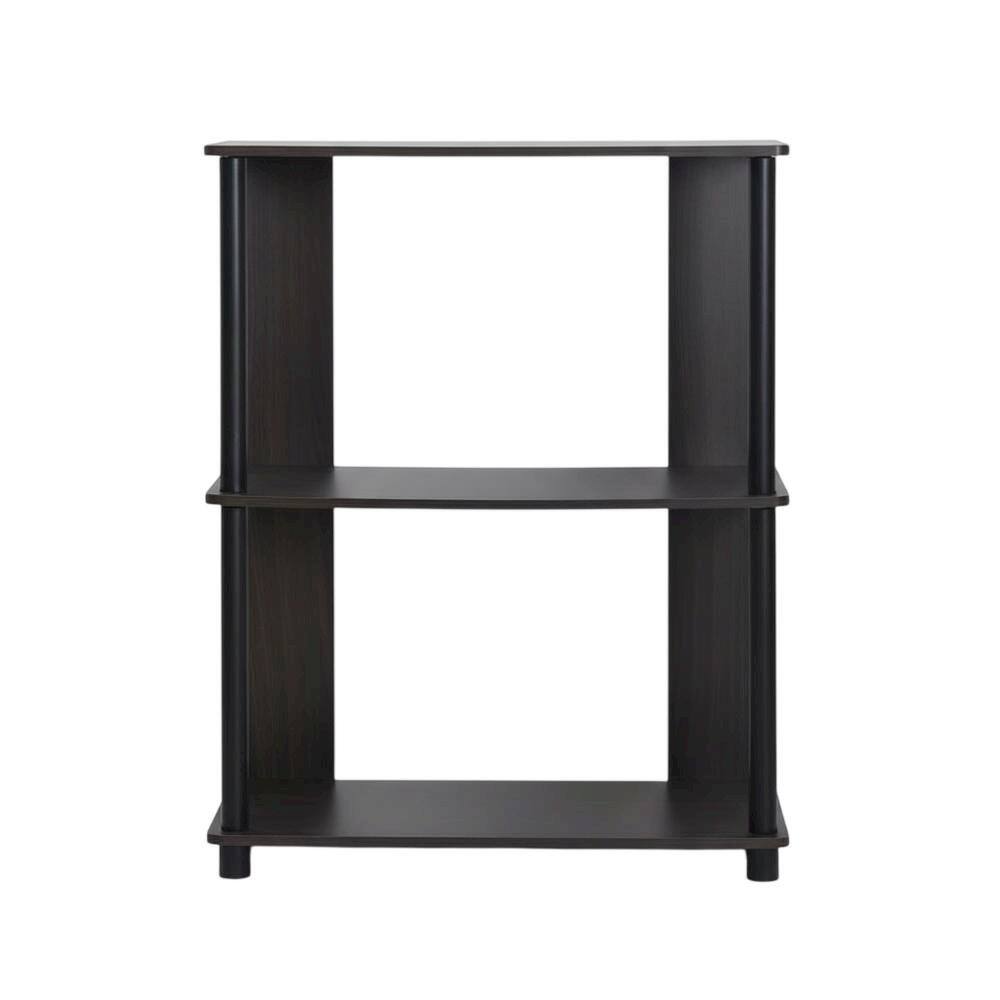 Back. FurniFact - Walnut Bookcase with Spacious Shelving for Living Room and Office - WALNUT/BLACK.