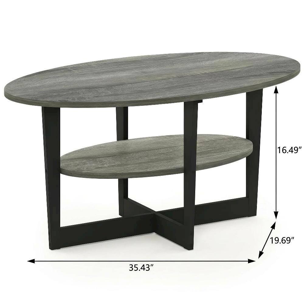 FurniFact - Oval Coffee Table French Oak Grey Black with Modern Design and Durable Surface - French Oak Grey/Black price history on PriceWatchPro