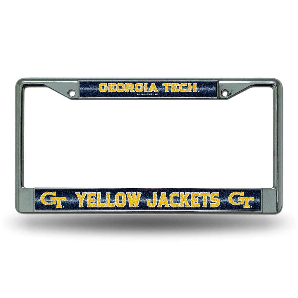 Rico Industries - Georgia Tech Yellow Jackets - Glitter Bling Design Chrome License Plate Frame - Multi