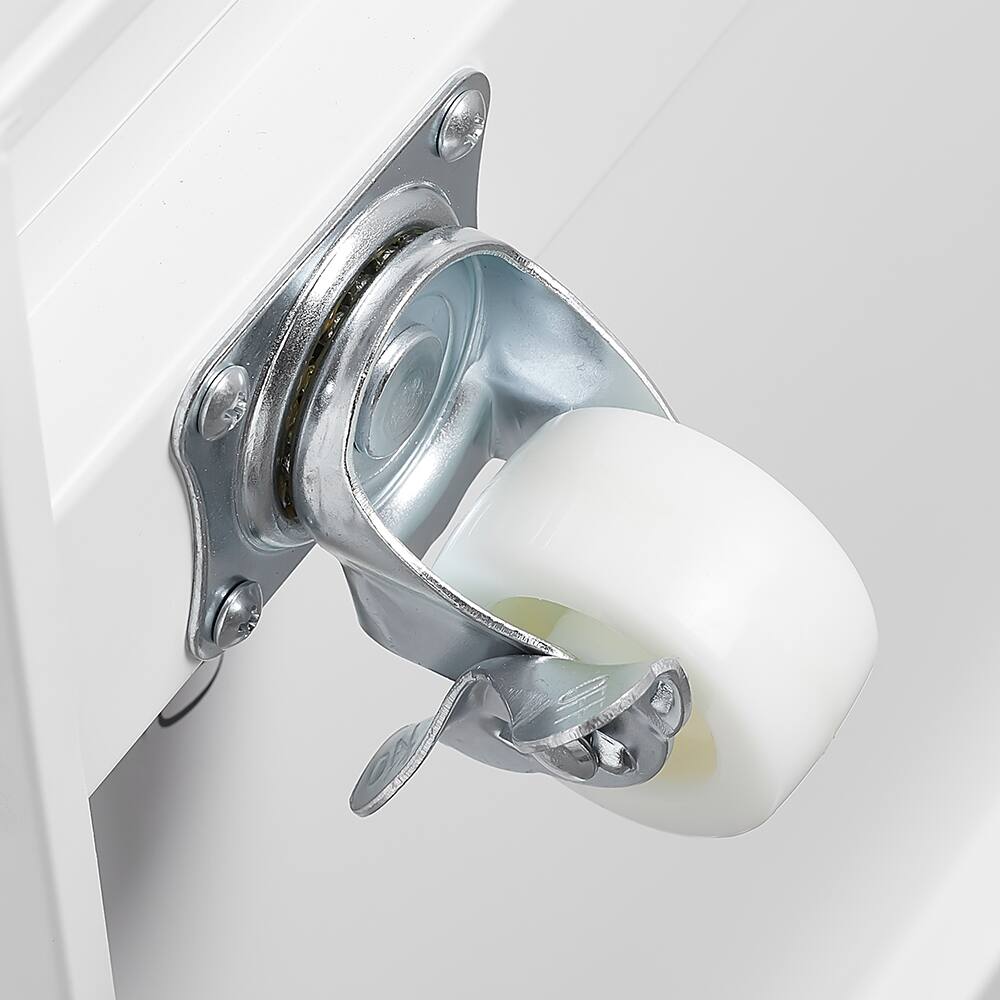 Back. GOODSILO - Mobile Printer Stand with Storage - Small Space Printer Table File Cabinet on Wheels for Home Office - White.