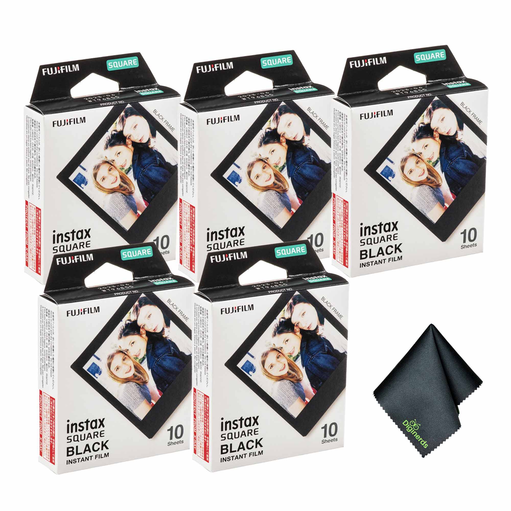 Fujifilm - 5xFUJIFILM INSTAX SQUARE Black Instant Film (10 Exposures), Microfiber Cleaning Cloth, Bundle price history on PriceWatchPro