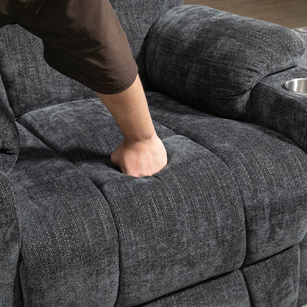 Alt View 6. Ropilly - Ropilly Power Lift Recliner for Elderly, Heavy Duty Overstuffed Massage and Heat Lift Chair, Grey - Grey.