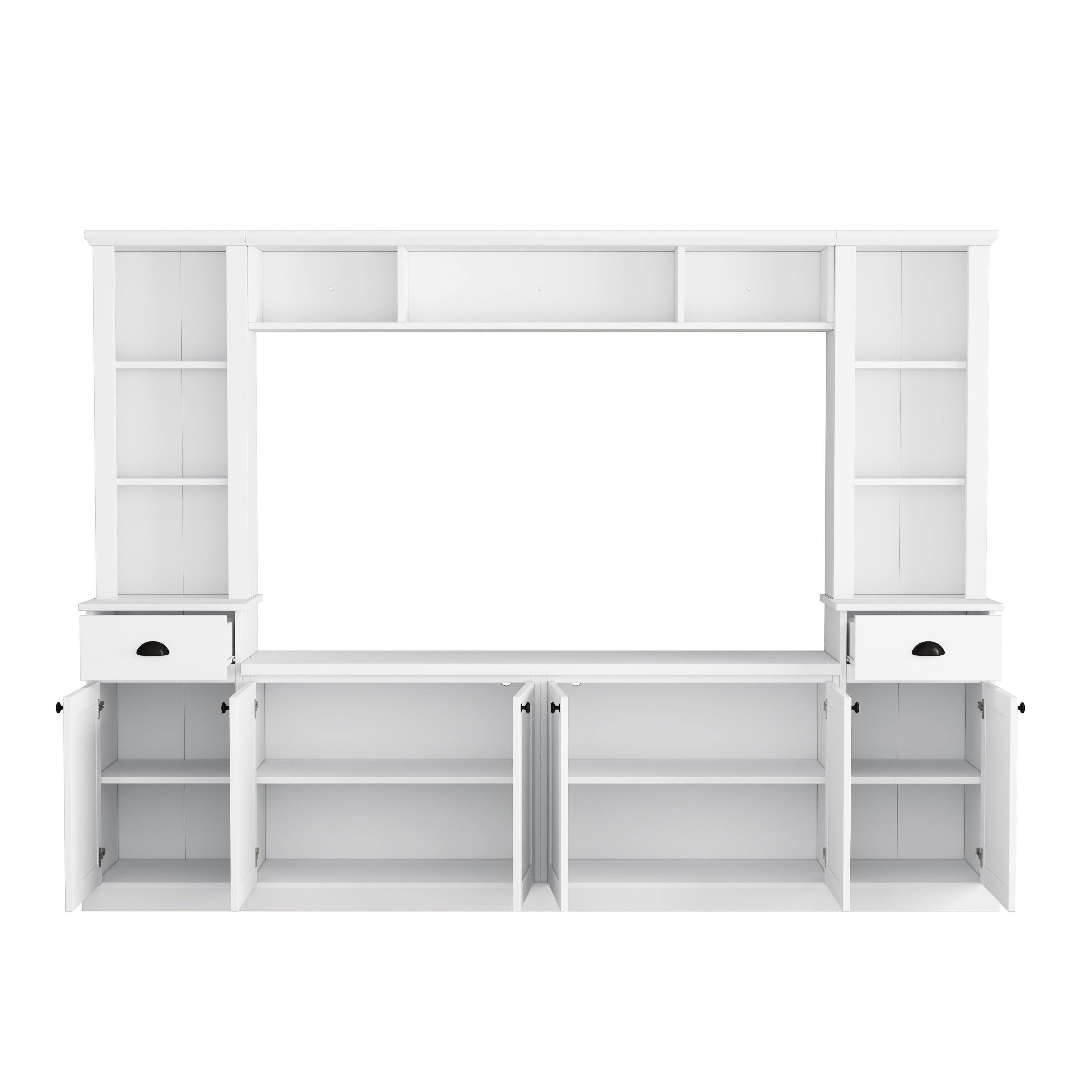 Angle. CheryLife - 103 in.White Modern Entertainment Center Wall Unit with Bridge for TVs Up to 75'' - White.