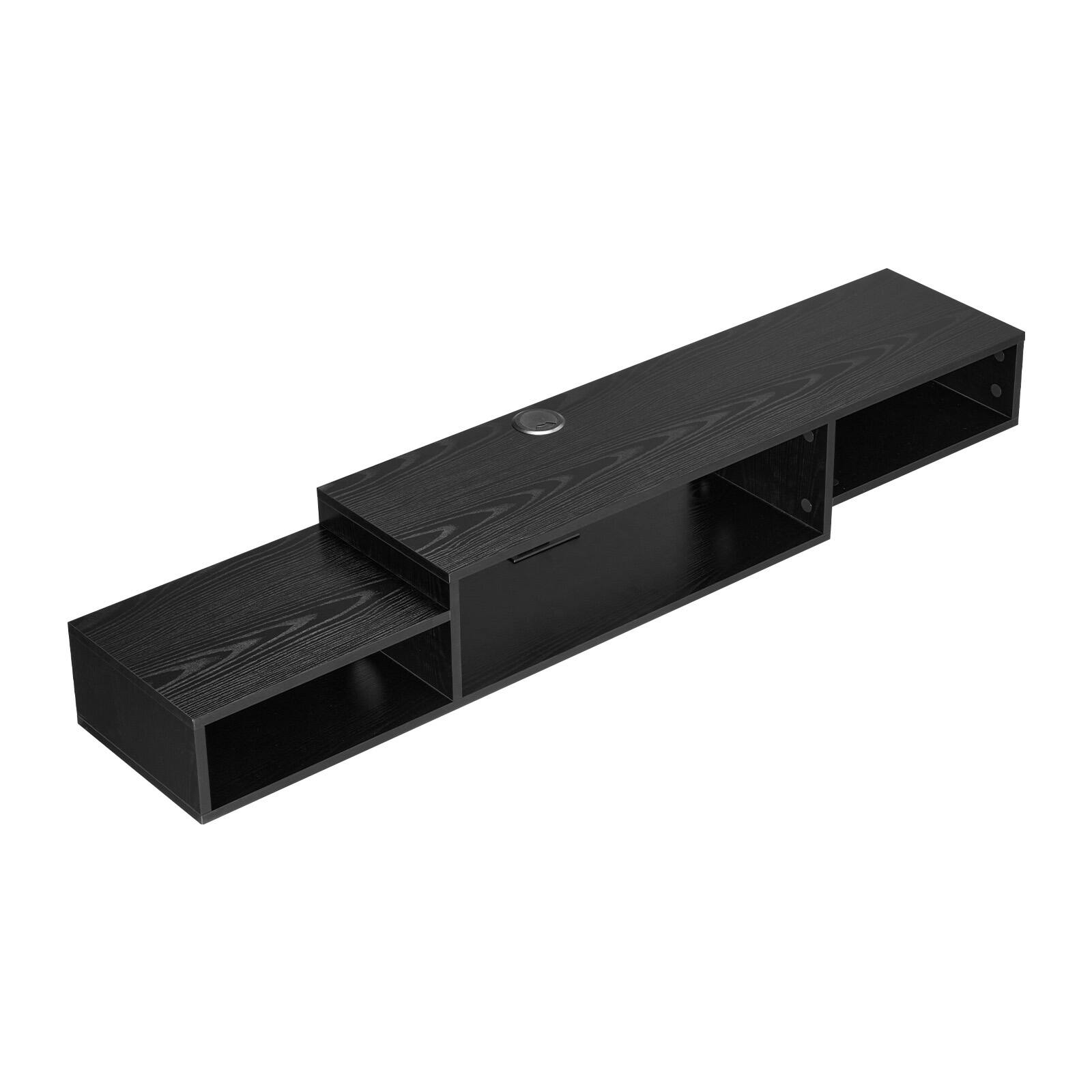 VEVOR - Floating TV Stand, 59" Wall Mount Entertainment Center with Power Outlet & Cable Hole, Modern Floating TV Shelf - Black