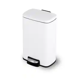 Innovaze - 1.3 Gal./5 Liter Rectangular Matt Step-on Trash Can for Bathroom and Office - White
