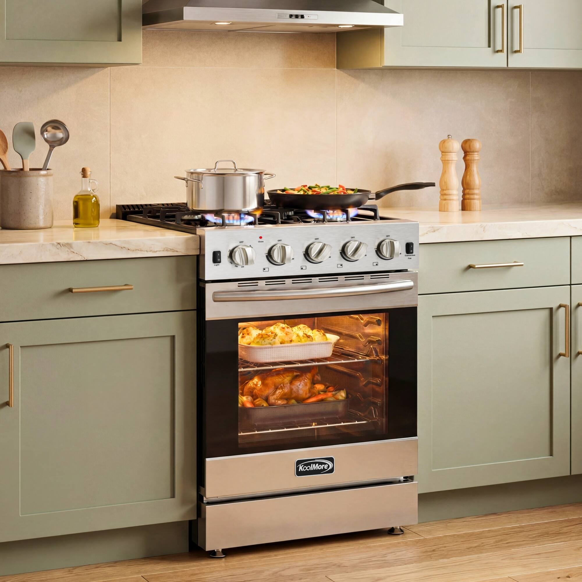 Back. Koolmore - 24 in. 4-Burner Slide-in Gas Range Oven, 3.7 cu. ft. in Stainless-Steel (KM-SGR24-SS) - Stainless steel.