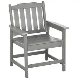 Outsunny - Patio Chair with Armrests, Slatted Back Armchair - Gray