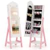 Front. Costway - Costway Kids Jewelry Cabinet with Full-Length Mirror, Freestanding Jewelry Armoire Organizer for Girls - White.