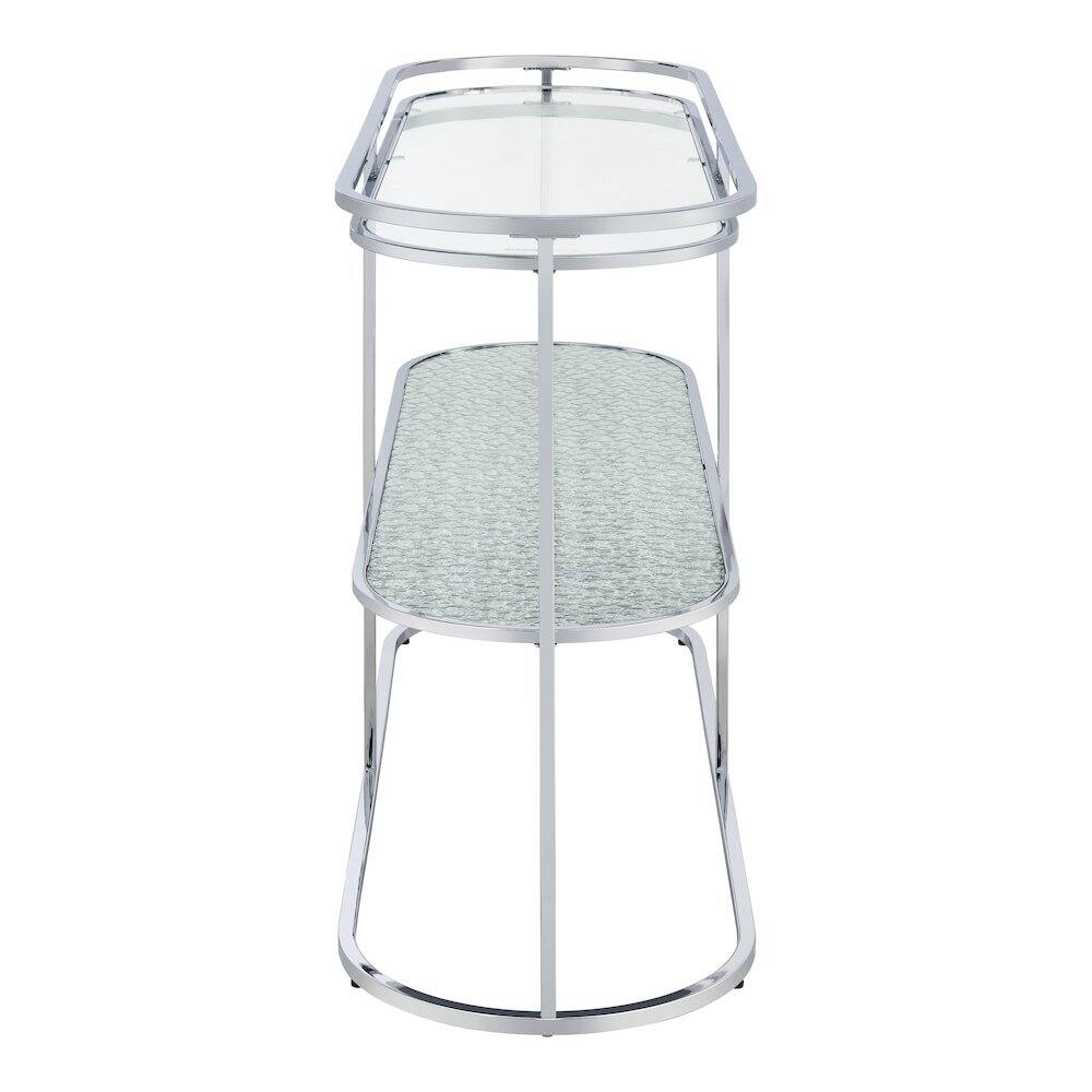 Alt View 2. Furniture of America - Ludington Metal 1-Shelf Sofa Table in Chrome - Silver.