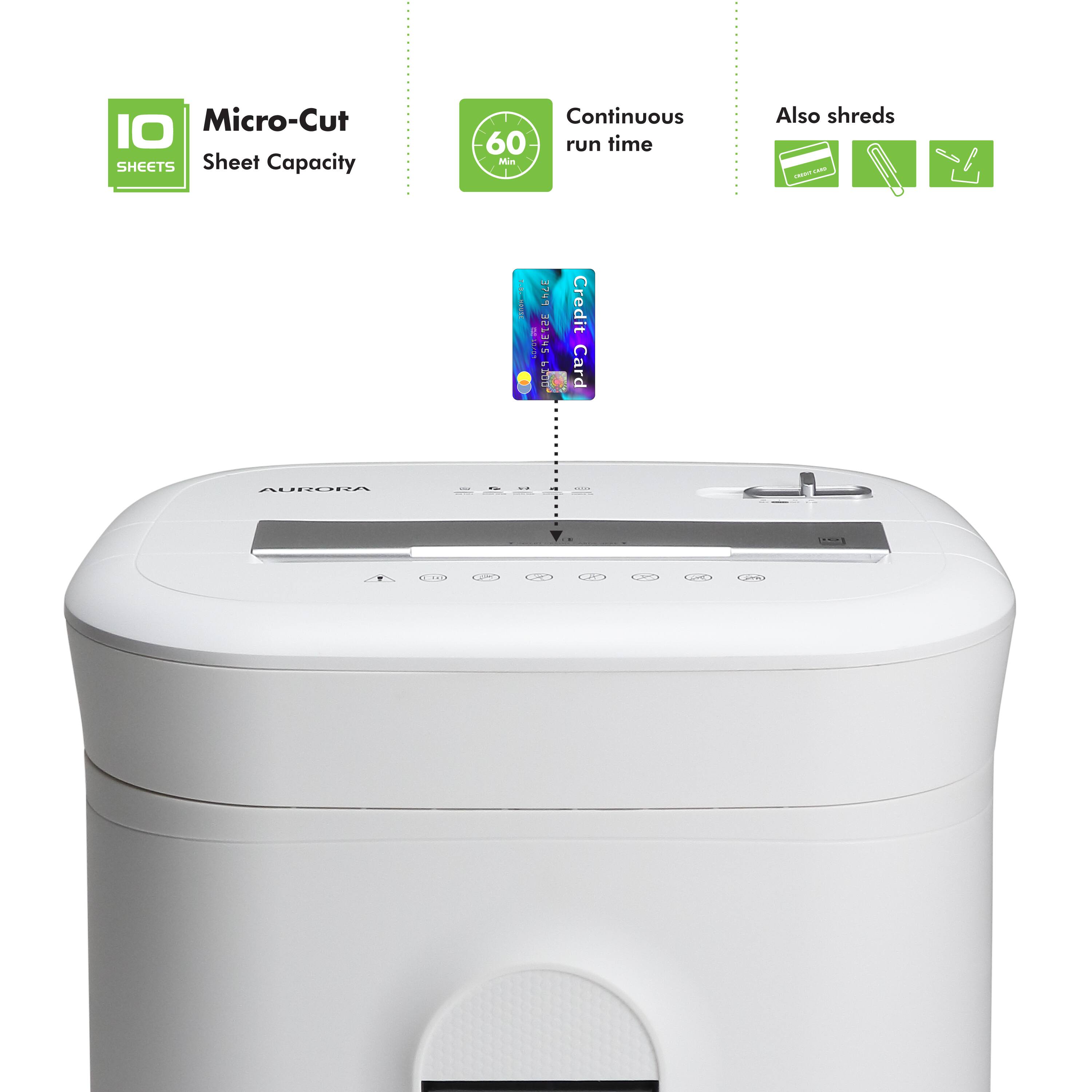 IO Micro-Cut SHEETS Sheet Capacity Continuous 60 run time Min - Also shreds i - 3749 SPSUS T Credit Card AURNDIA