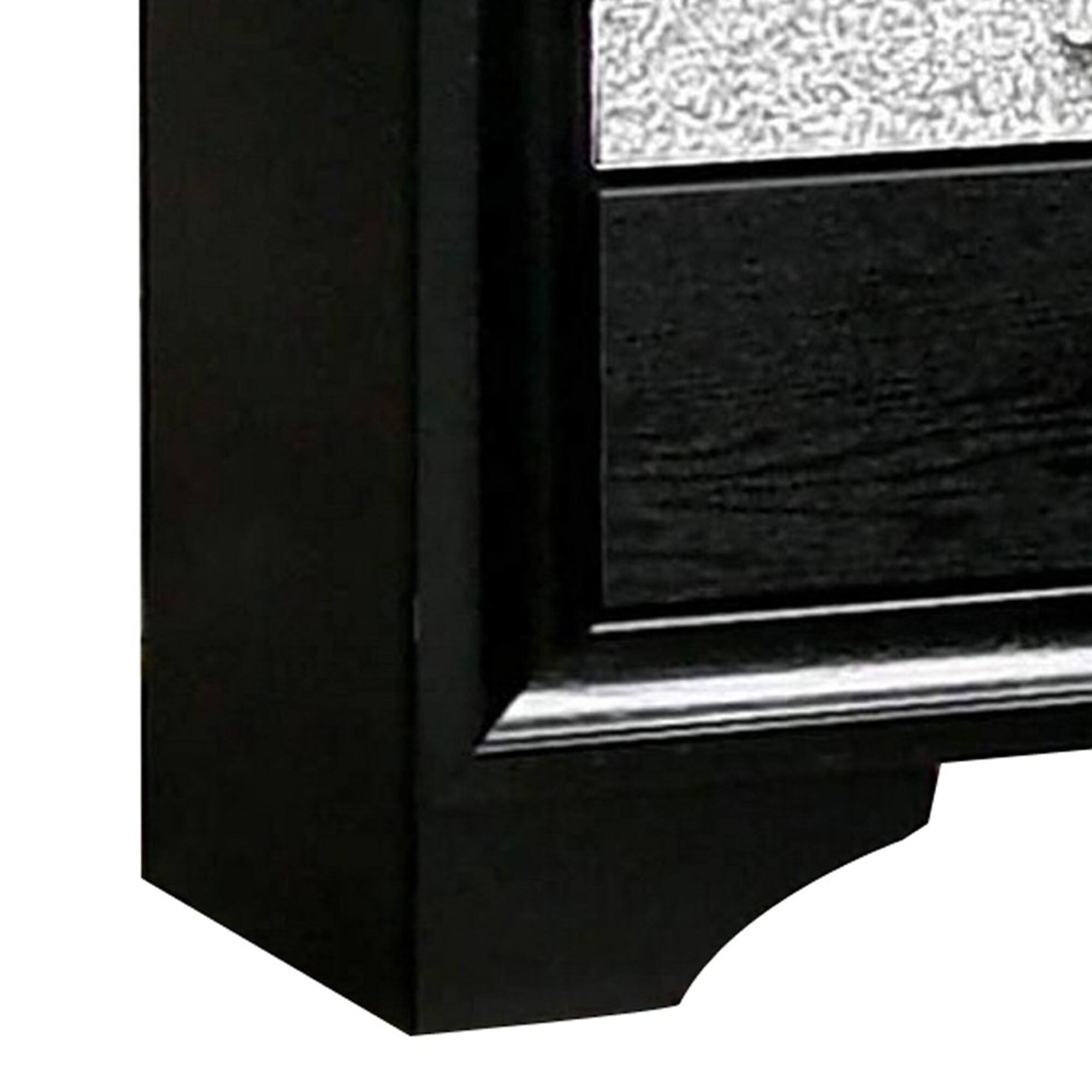 Alt View 3. Manhattan Lane - Nightstand with Silver Trim Accent and 1 Jewelry Drawer - Black.