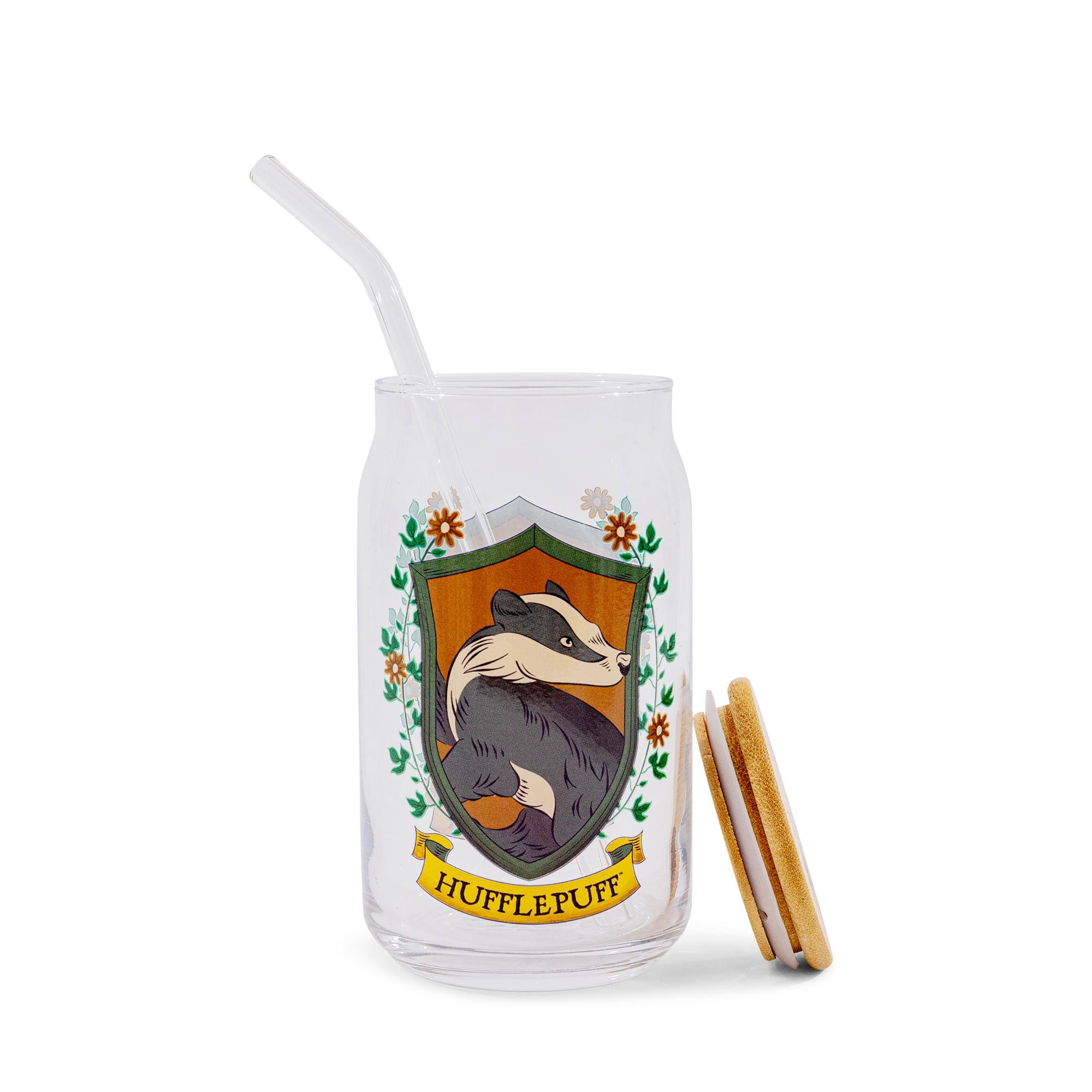 Alt View 10. Silver Buffalo - Harry Potter Hufflepuff House Mascot Glass Tumbler With Bamboo Lid and Straw - Multi-Colored.