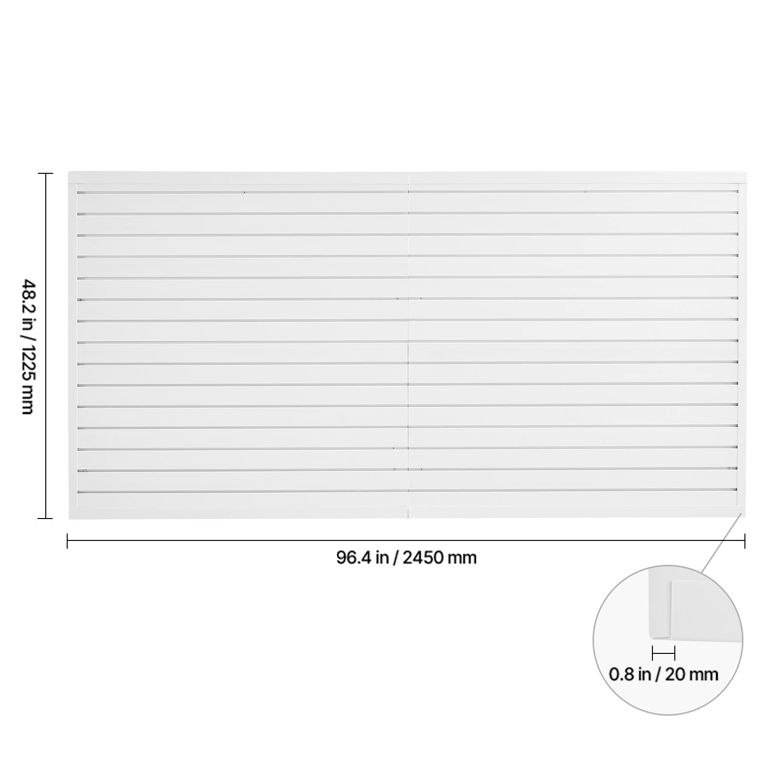 48.2 in / 1225 mm  
96.4 in / 2450 mm  
0.8 in / 20 mm