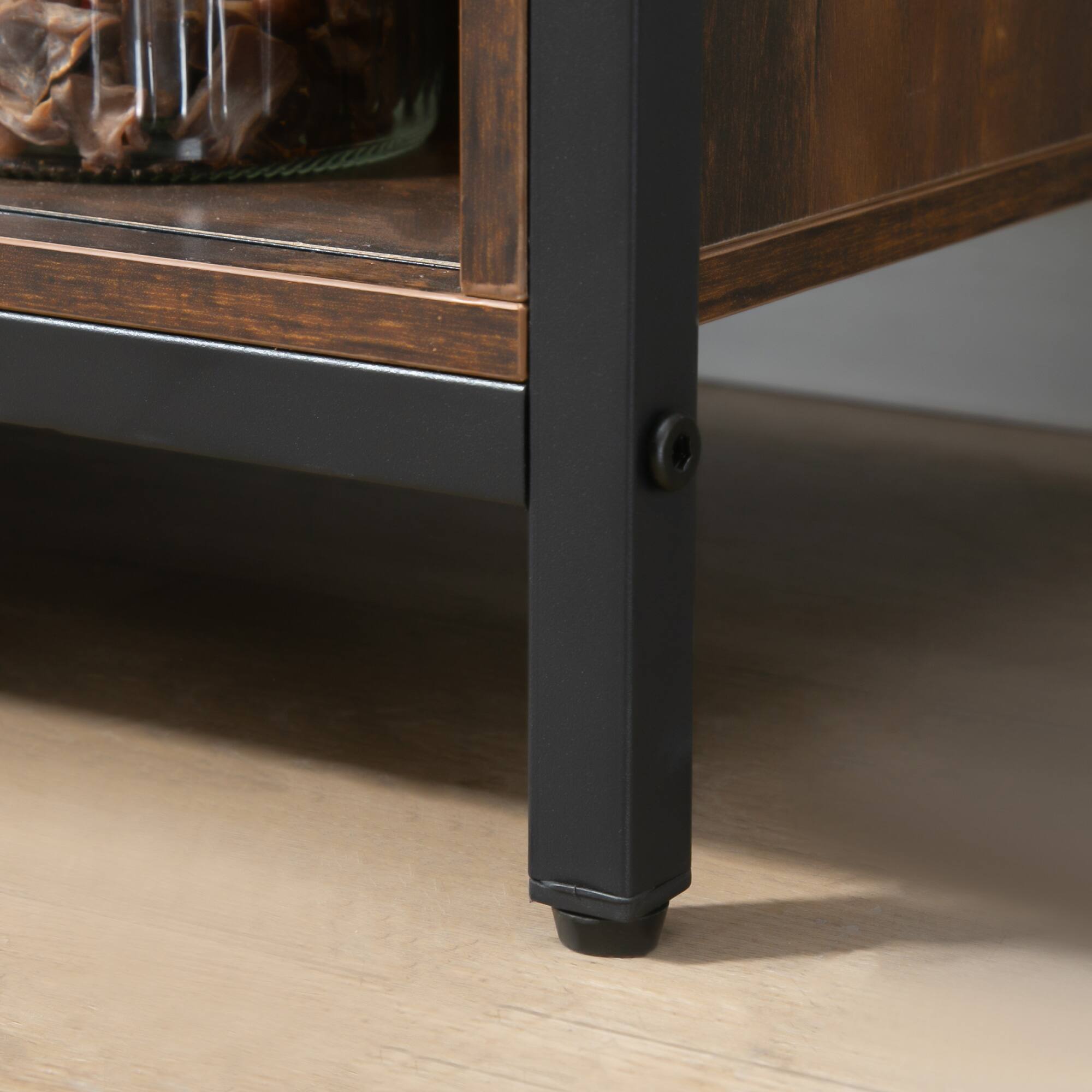 Alt View 8. Homcom - Industrial Farmhouse Sideboard Buffet Cabinet, Coffee Bar Cabinet with Drawers and Adjustable Shelves for Living Room - Rustic Brown.