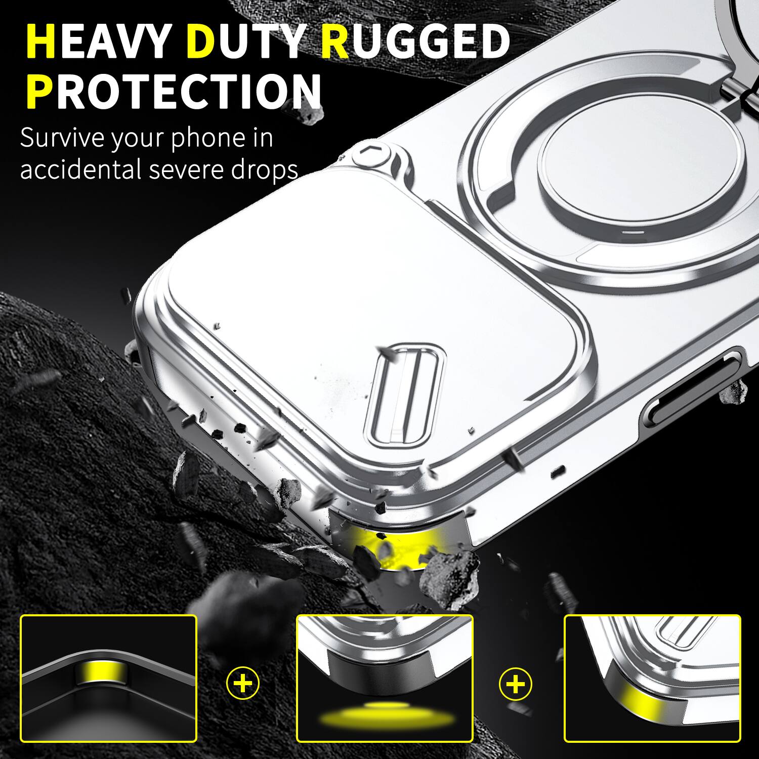 HEAVY DUTY RUGGED PROTECTION  
Survive your phone in accidental severe drops