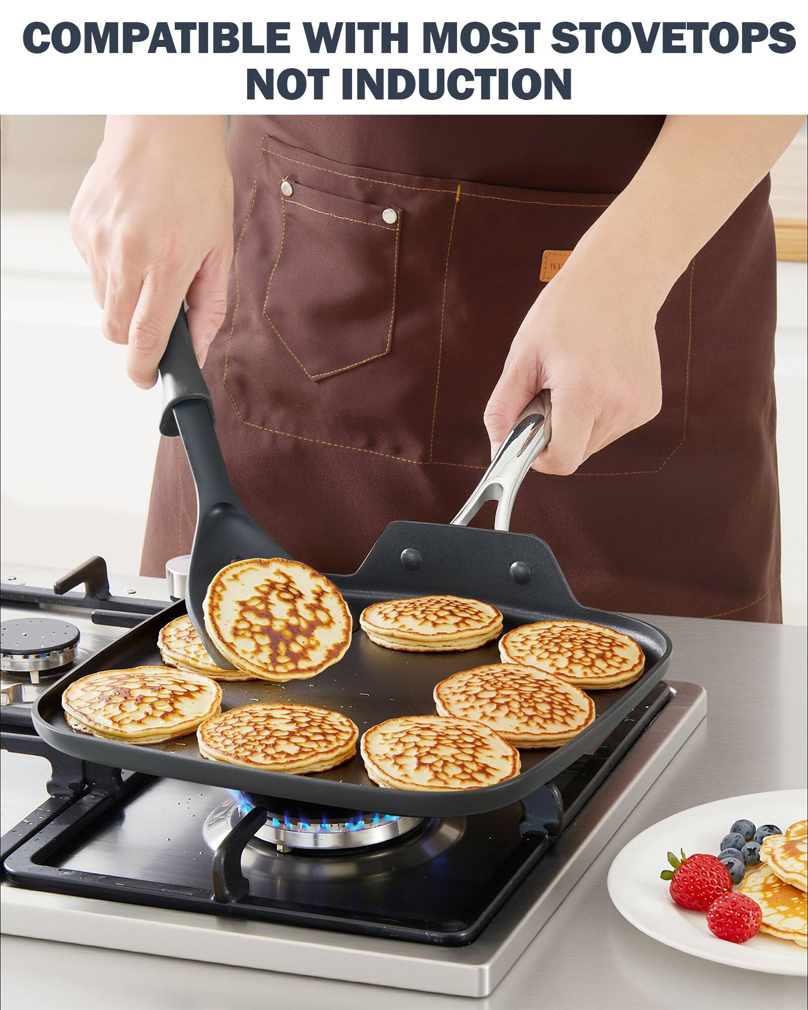COMPATIBLE WITH MOST STOVETOPS NOT INDUCTION