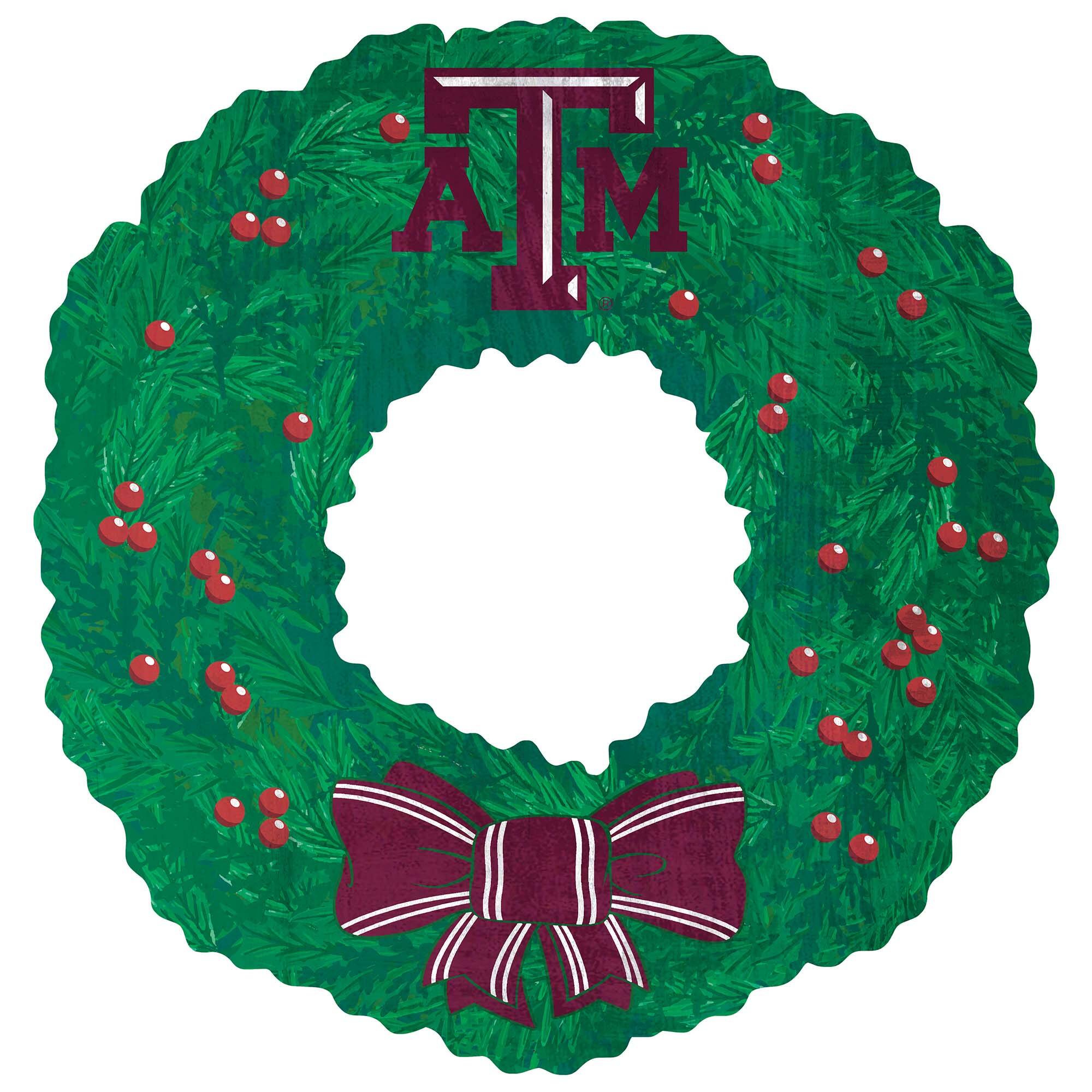 Front. Fan Creations - Texas A&M Aggies 16'' Team Wreath Sign - Green.