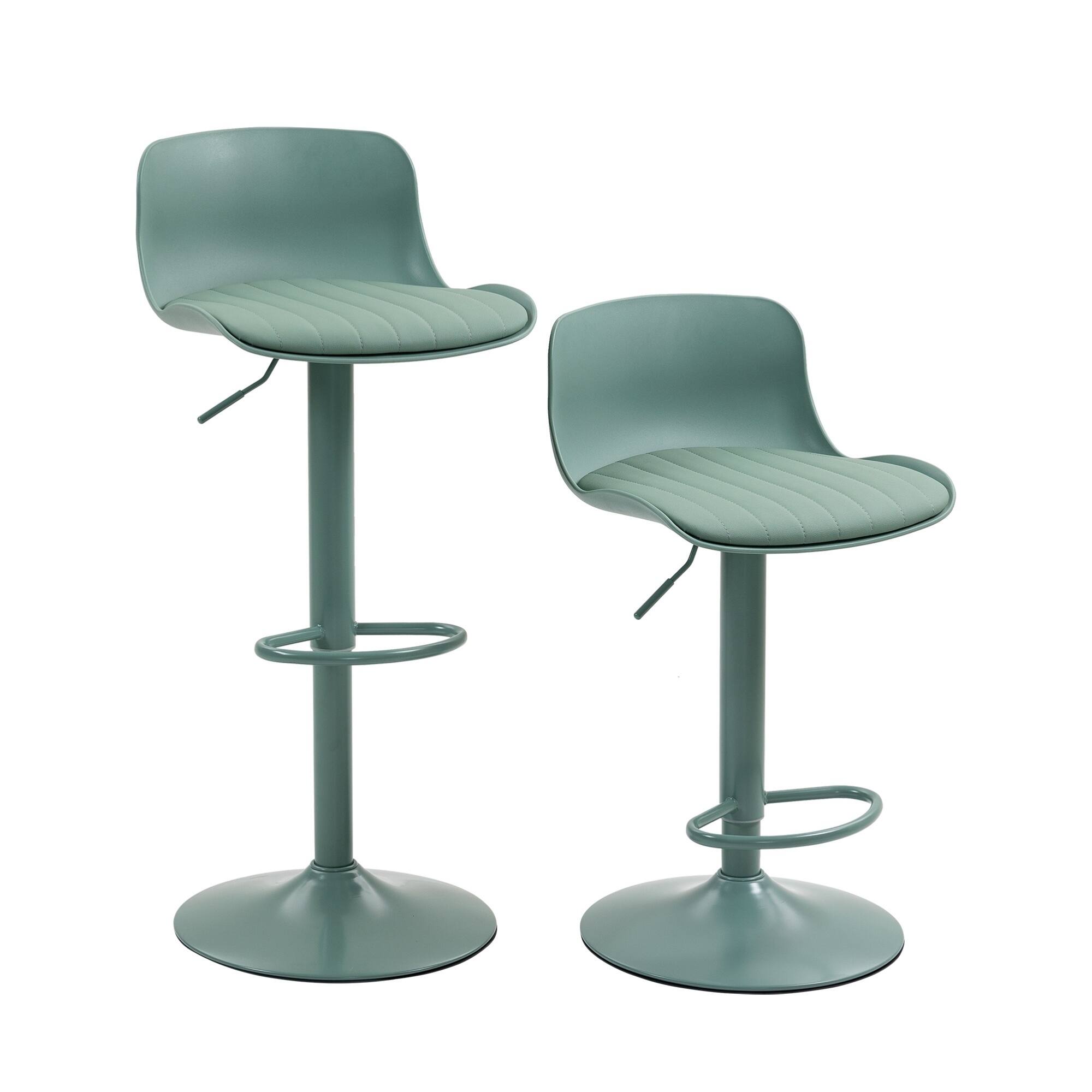 Alt View 4. GOODSILO - Set of 2 Adjustable Swivel Bar Stools with Backrest, Modern Counter Height Stools for Kitchen Islands - Mint Green.
