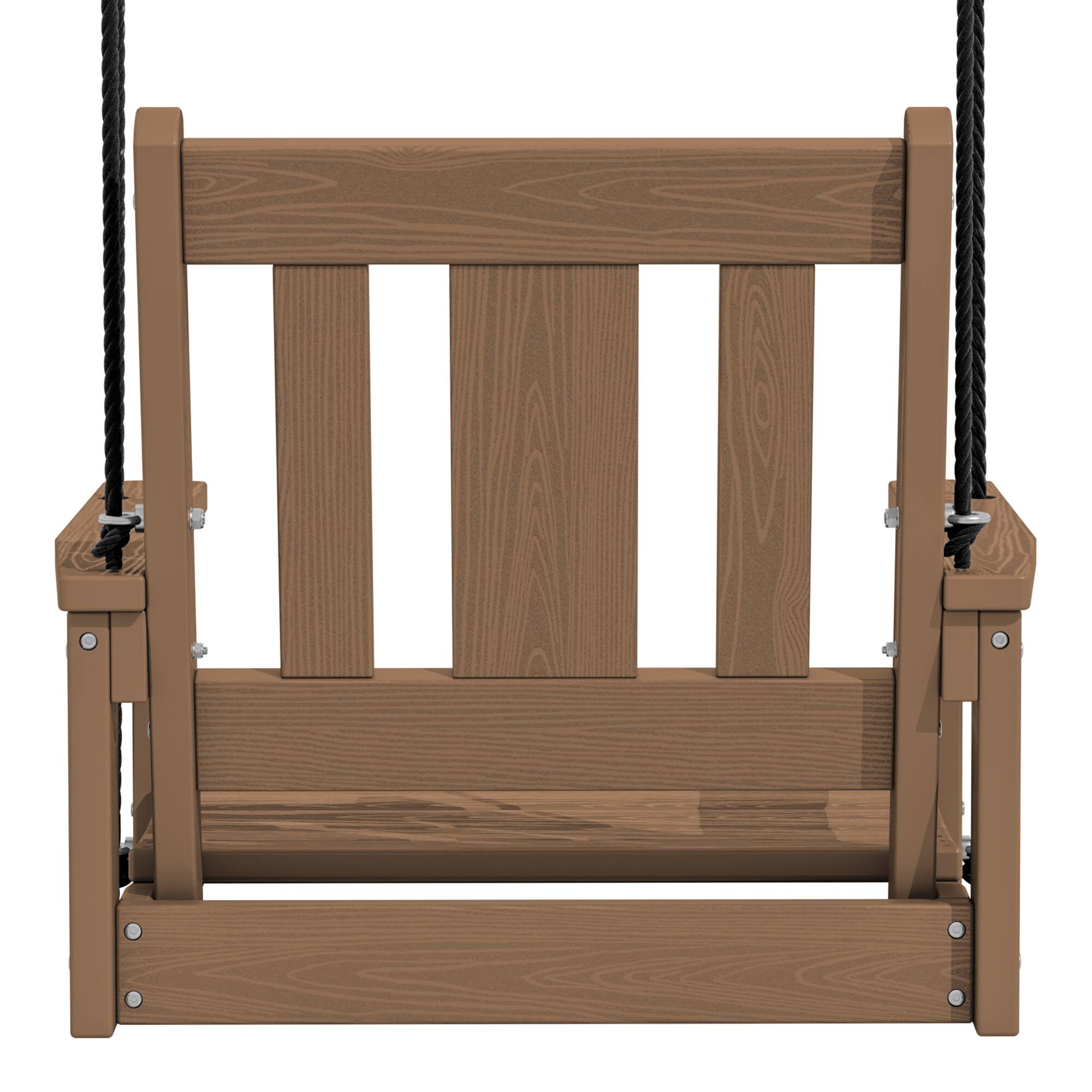 Back. SERWALL - SERWALL HDPE Heavy Duty Single Porch Swing for Patio Garden Yard, Brown - Brown.