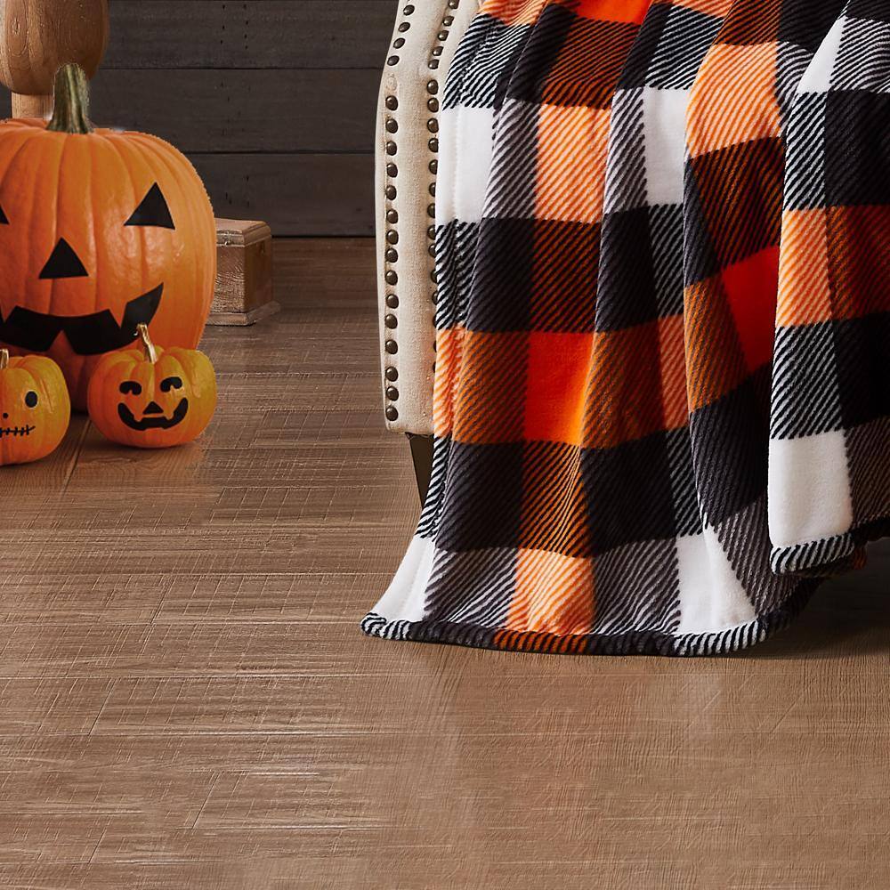 Left. RT Designers Collection - RT Designer's Collection Harvest Candy Corn Plaid Printed Flannel Throw Blanket 50" x 70" Multicolor - Multicolor.