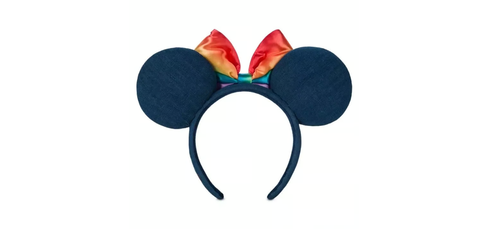 Back. Disney - Disney Parks Blue Minnie Mouse Pride Rainbow Bow Ears Headband Ears.