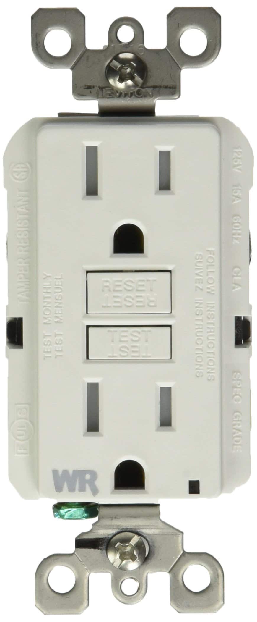 Leviton - GFCI Duplex Receptacle 2-Outlet 15A 125V Tamper-Resistant - White