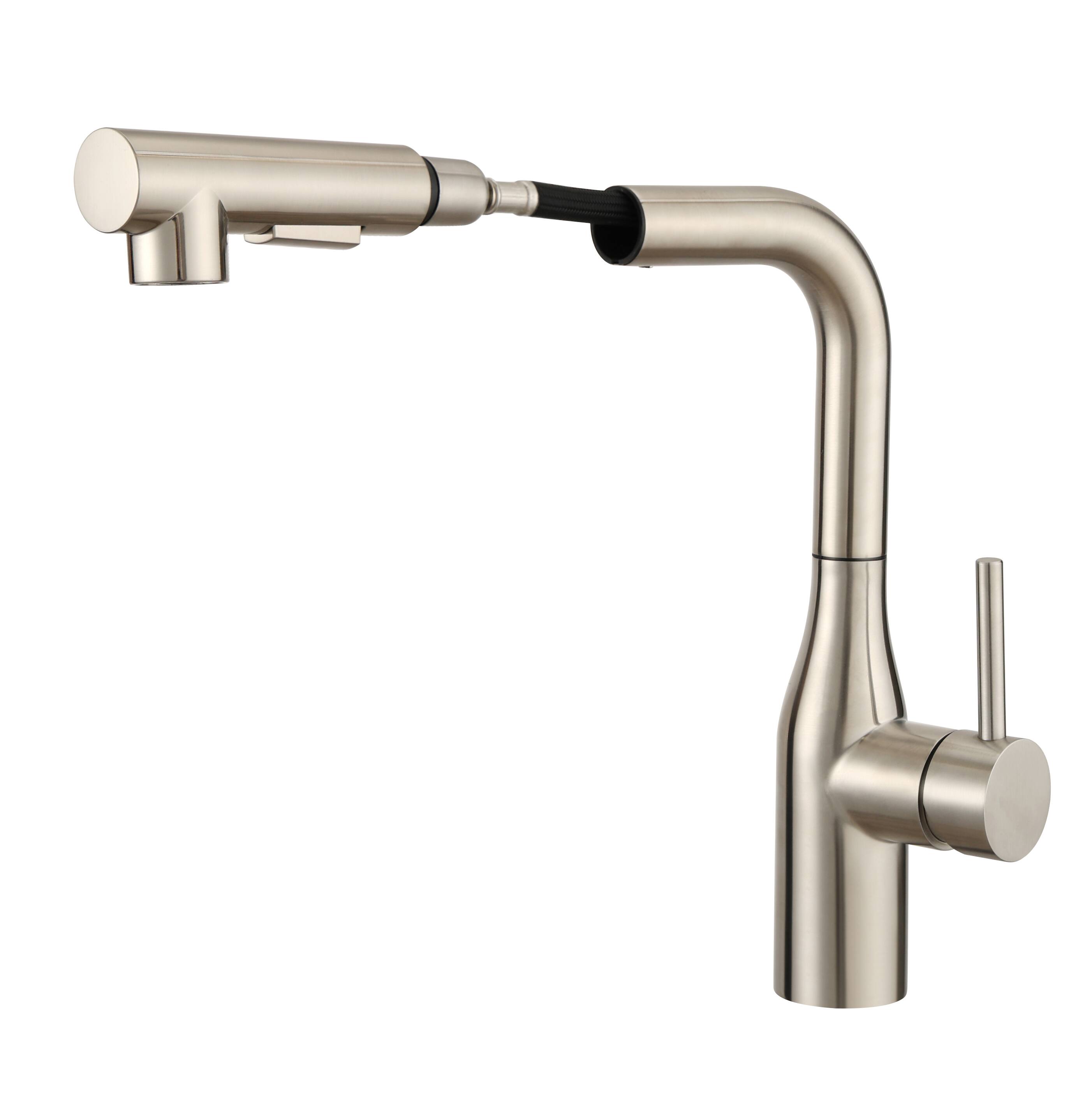 Left. Bothwa Home - Fountain 11.9 - Inch Kitchen Faucet - Brushed Nickel.