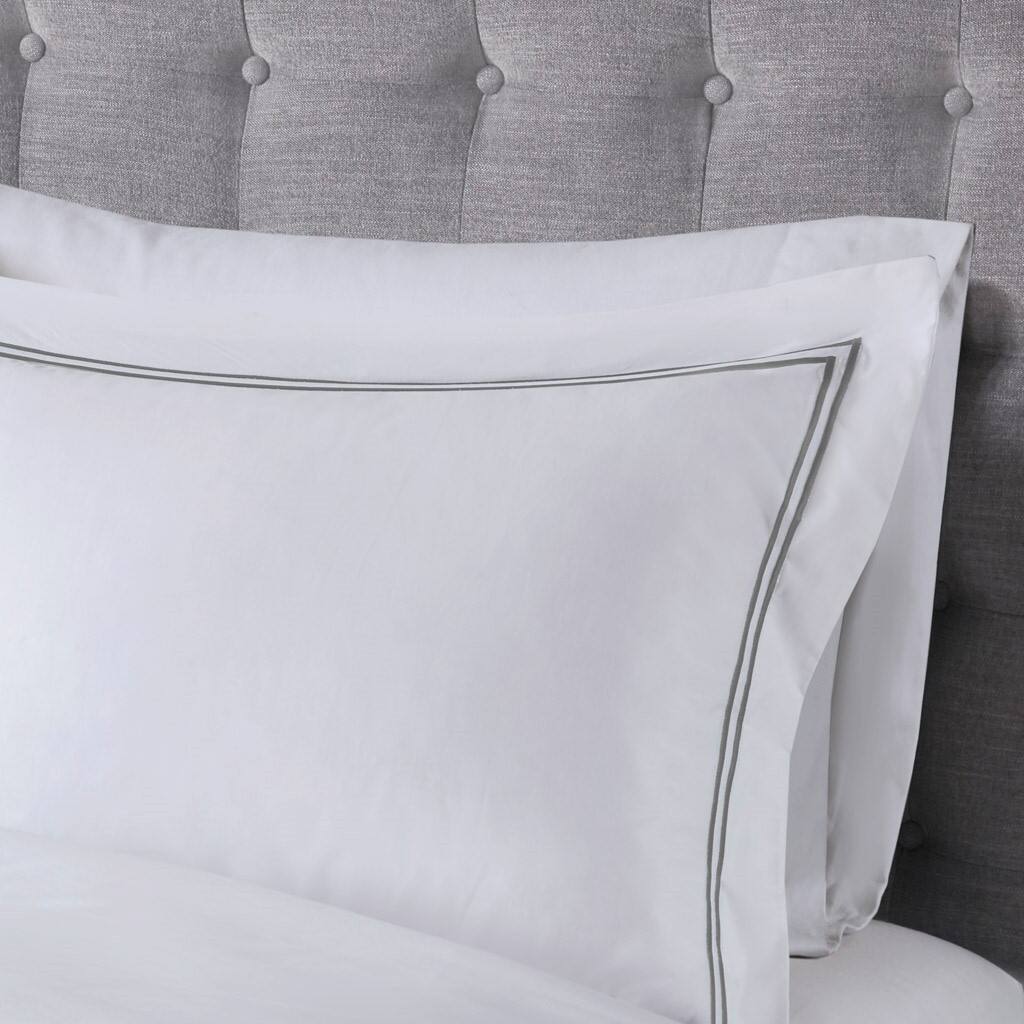 Alt View 2. Gracie Mills - Gracie Mills Mooney 500 Thread Count Embroidered Stripe Cotton Sateen Comforter Set - White/Grey.