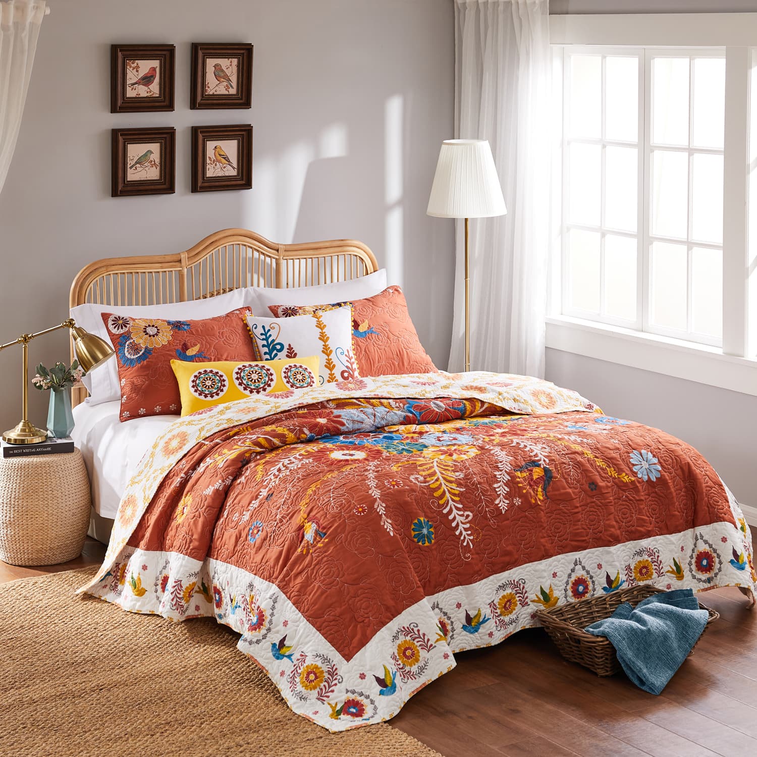 Greenland Home Fashions - 100% Microfiber Polyester Topanga 5-Piece King/Cal and King Quilt & Pillow Bonus Set - Multi