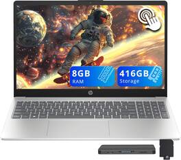 HP - 15.6" HD Touchscreen Laptop, Intel i3-1315U,8GB RAM, 256GB SSD,Intel UHD Graphics,Win 11,160GB Dock Station - Silver