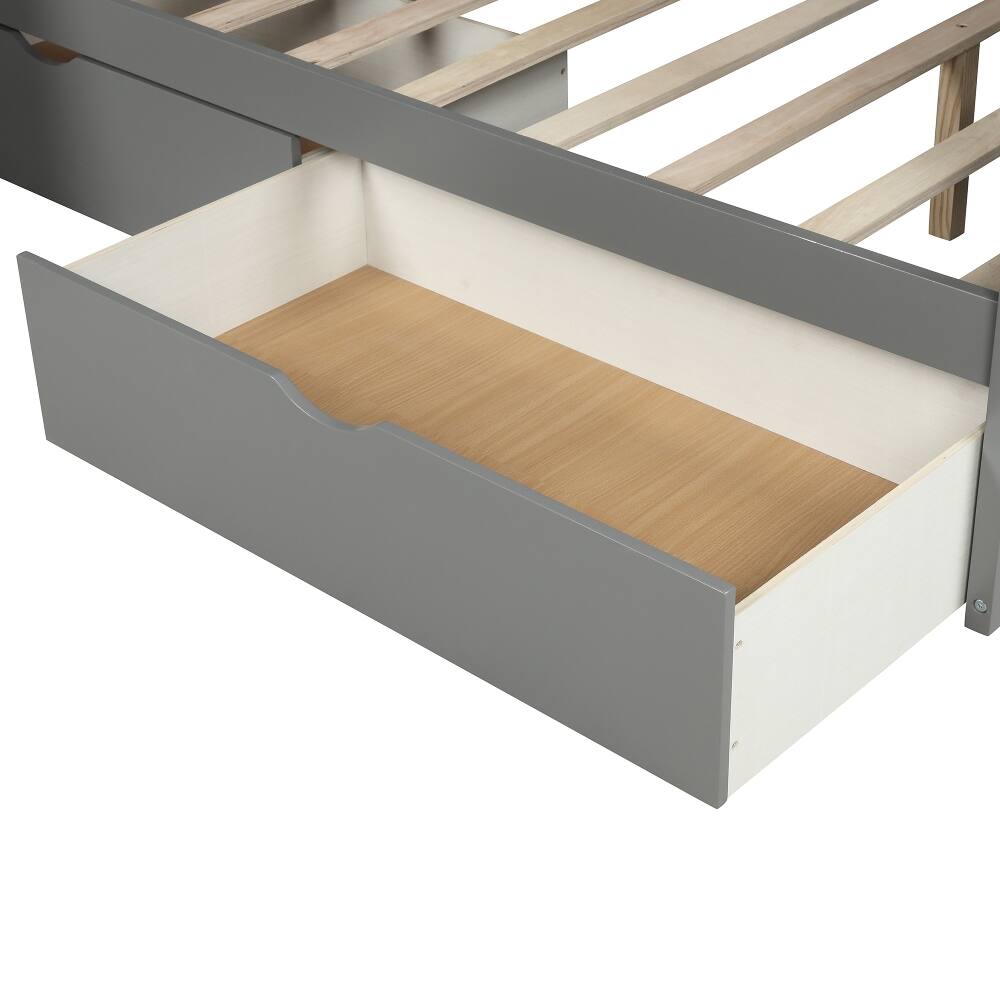 Alt View 8. Loheer - Loheer Twin Over Full Bunk Bed with Slide and Storage Drawers Gray - Gray.
