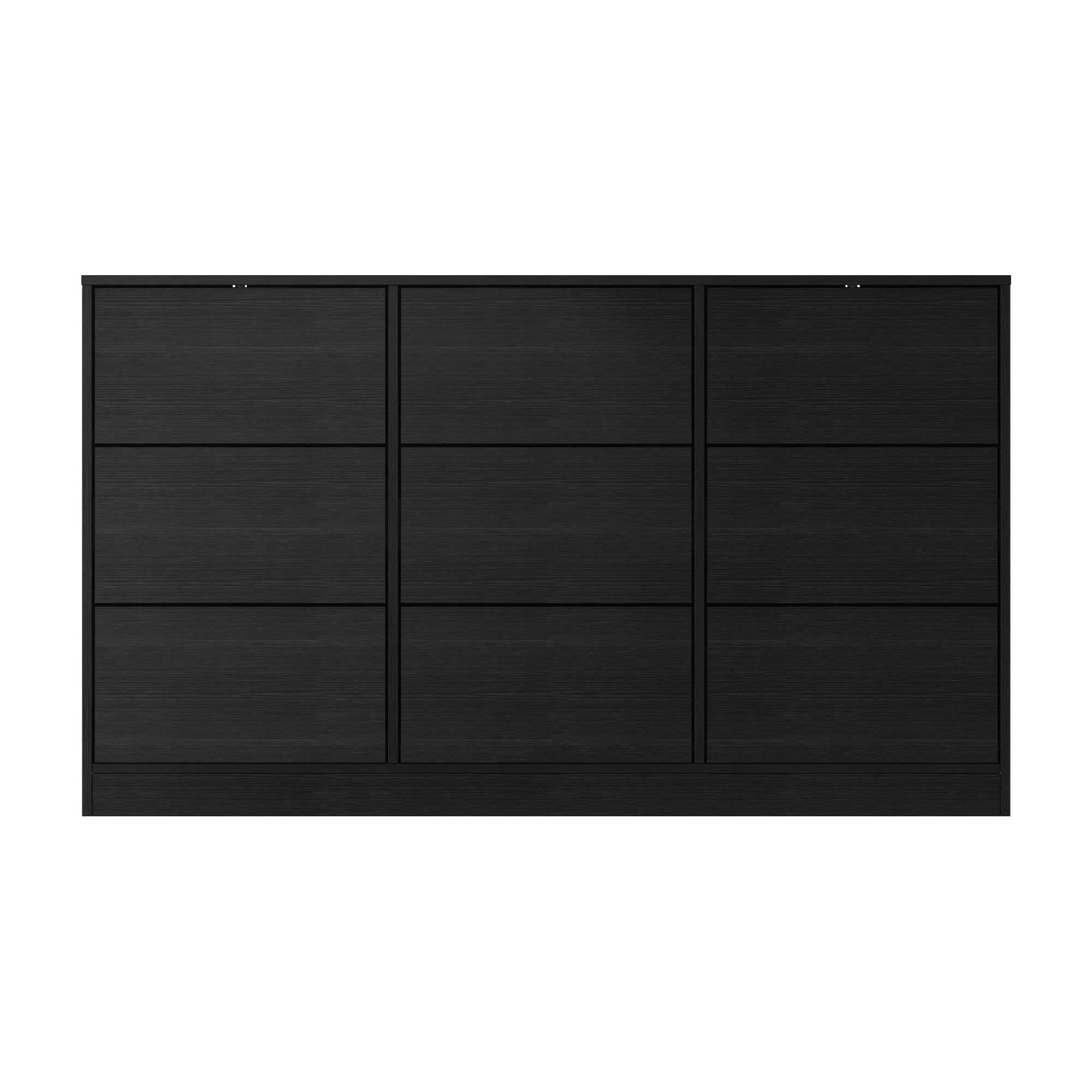 Famapy - Modern 9-Drawer Dresser for Bedroom, Wide Chest of Drawers with Textured Fronts & Metal Glides - Black