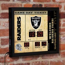 Evergreen Enterprises - Las Vegas Raiders 15" x 19" Bluetooth Scoreboard Wall Clock - Brown