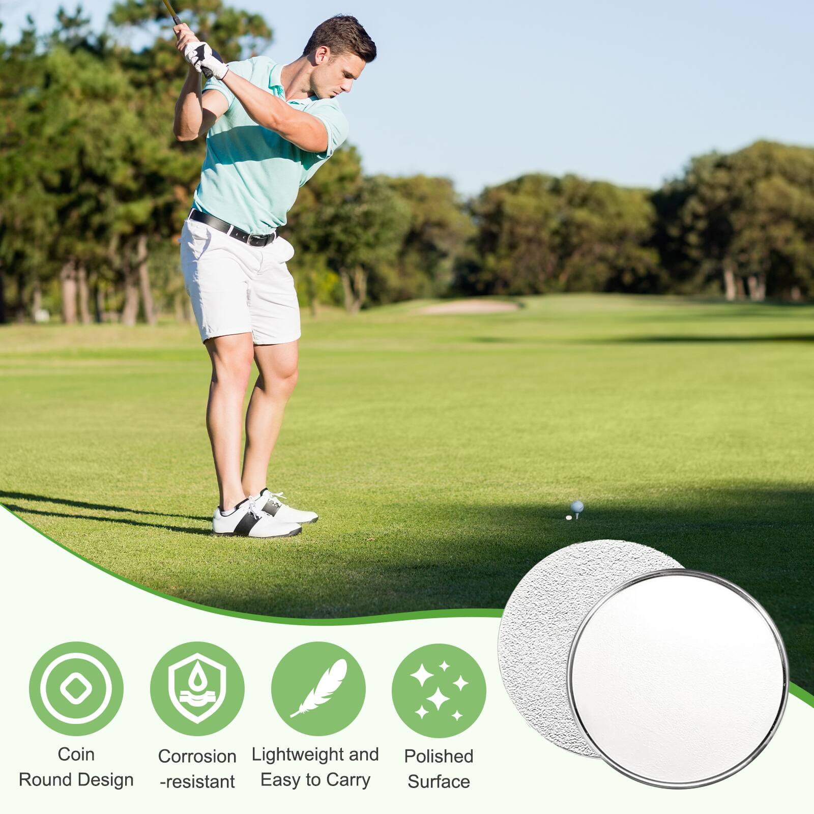 Coin Round Design  
Corrosion-resistant  
Lightweight and Easy to Carry  
Polished Surface