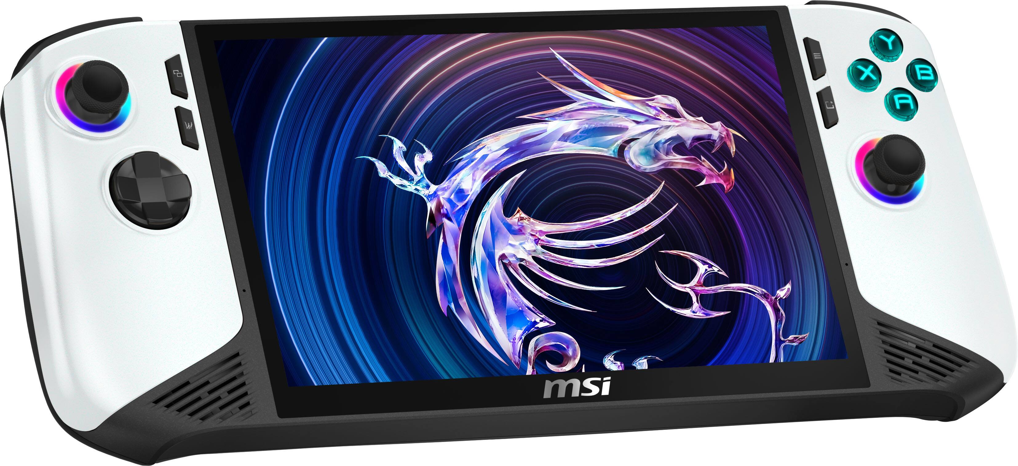 Left. MSI - Claw 8 AI+ A2VM Polar Tempest Edition 8" 120Hz FHD 1200P Gaming Handheld - Intel Core U7-258V -Intel Arc- 32GB - 1TBSSD - White.