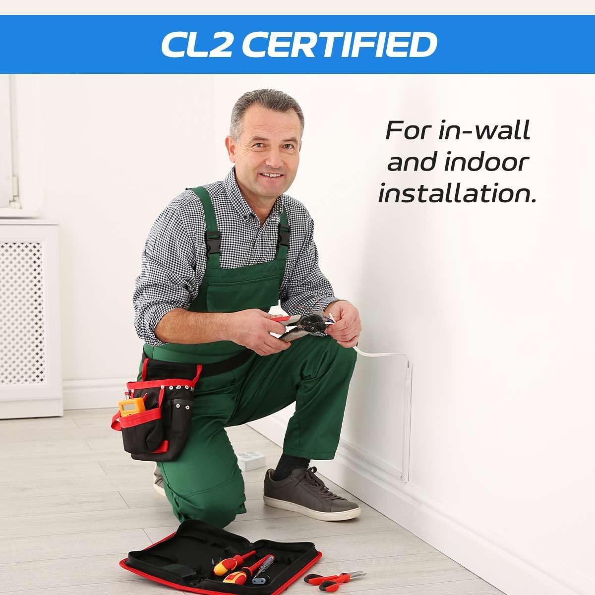 CL2 CERTIFIED  
For in-wall and indoor installation.