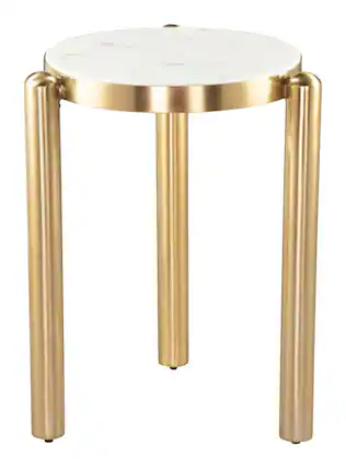 Front. Hivvago - Noan Side Table White & Gold - White & Gold.