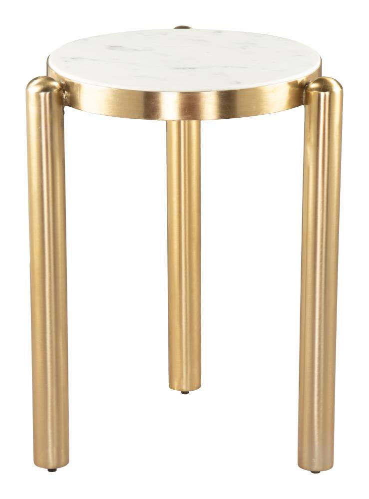 Front. Hivvago - Noan Side Table White & Gold - White & Gold.