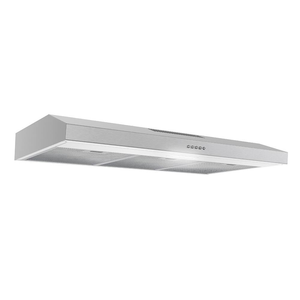 Alt View 1. Streamline - 36 in. Lagundo Ducted Undermount 80 CFM Range Hood, Mesh Filters, Push Button Control, LED Light - Brushed Stainless Steel.