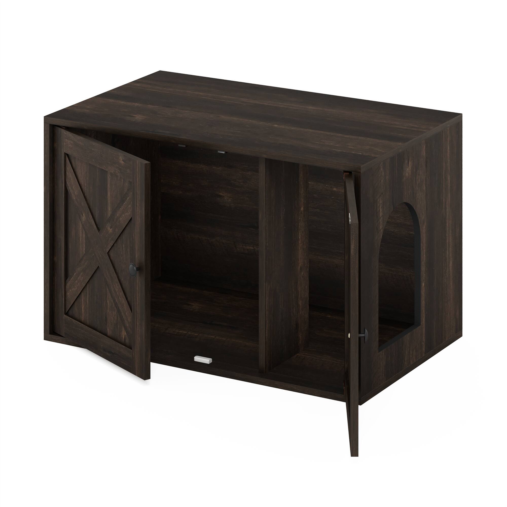 Alt View 3. Furinno - Peli Farmhouse Cat Litter Box Enclosure - Ebony.