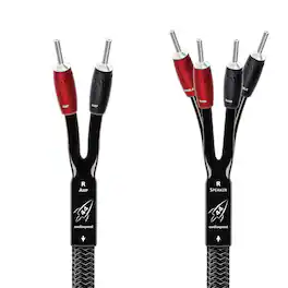 AudioQuest - Rocket 44 Single BiWire 13' Analog Speaker Cable w/ SureGrip 500 Connectors with Banana to Banana Connectors - Silver on Black