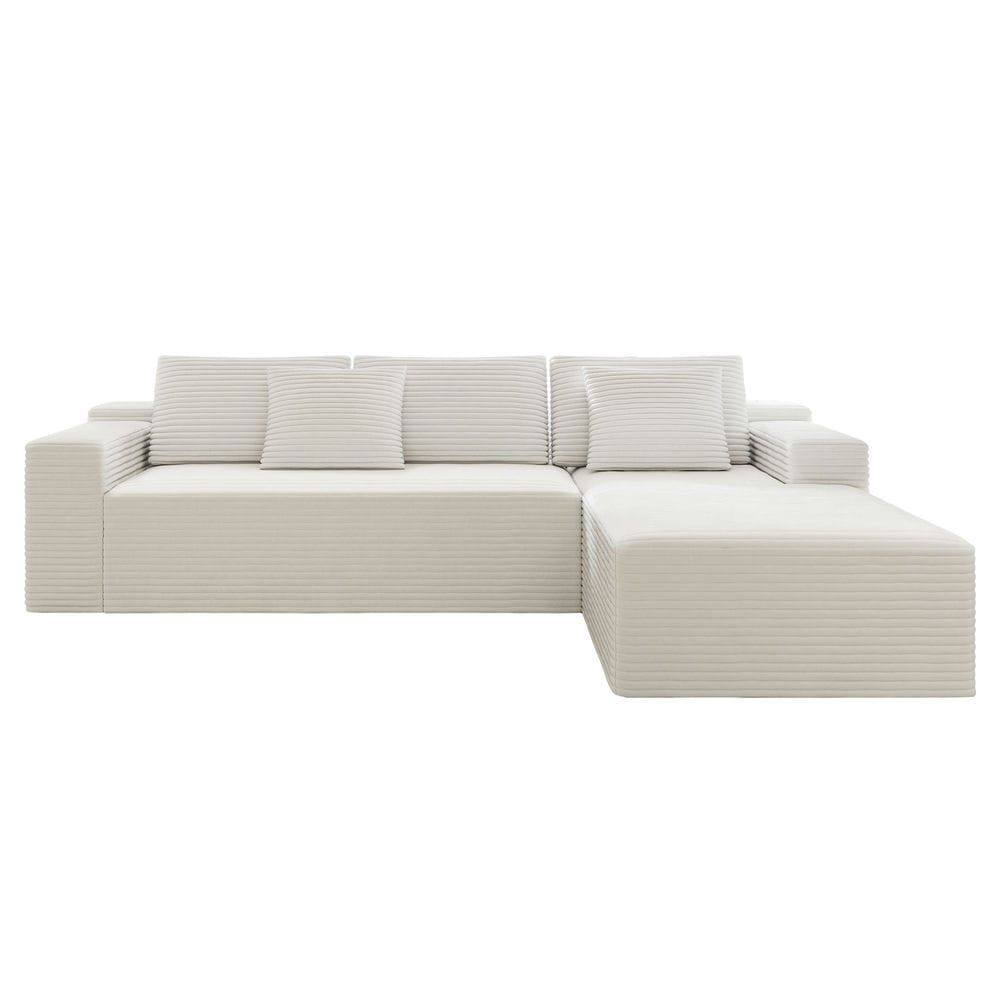Alt View 2. Kadyn - 104" Right Chaise Sectional Sofa, Modern Cloud Design with Upholstered Deep Seating and L-Shape, White - White.