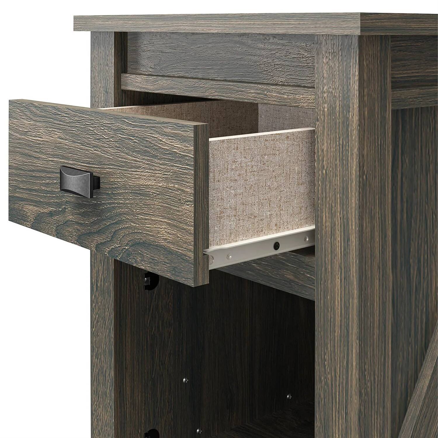 Alt View 1. Hivvago - Hivvago Farmhouse 1-Drawer Bedroom Nightstand with Open Shelf - Grey.