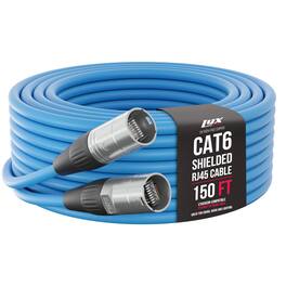 Lyxpro - Shielded Cat6 Cable, RJ45 Ethercon Cable - Male to Male, 150 feet - Blue