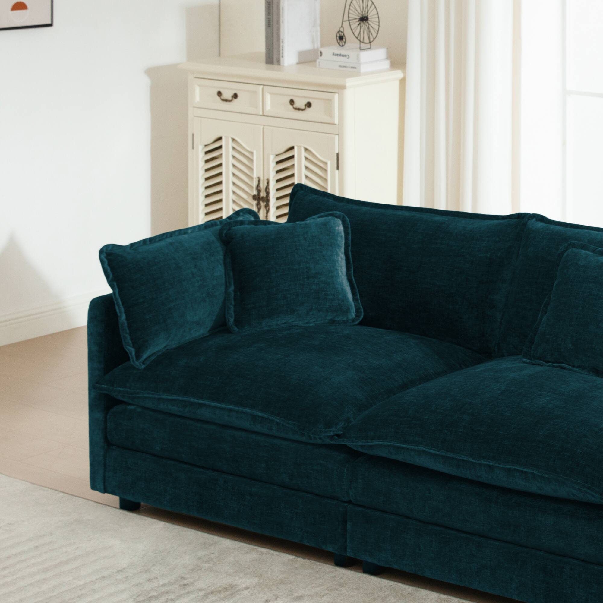 Alt View 4. LOVMOR - Deep Seat Easy Assembly Set Of 2 Chenille Sofa Set For Living Room Bedroom Office Plush Cozy Lounge Indoor Den - Blue.