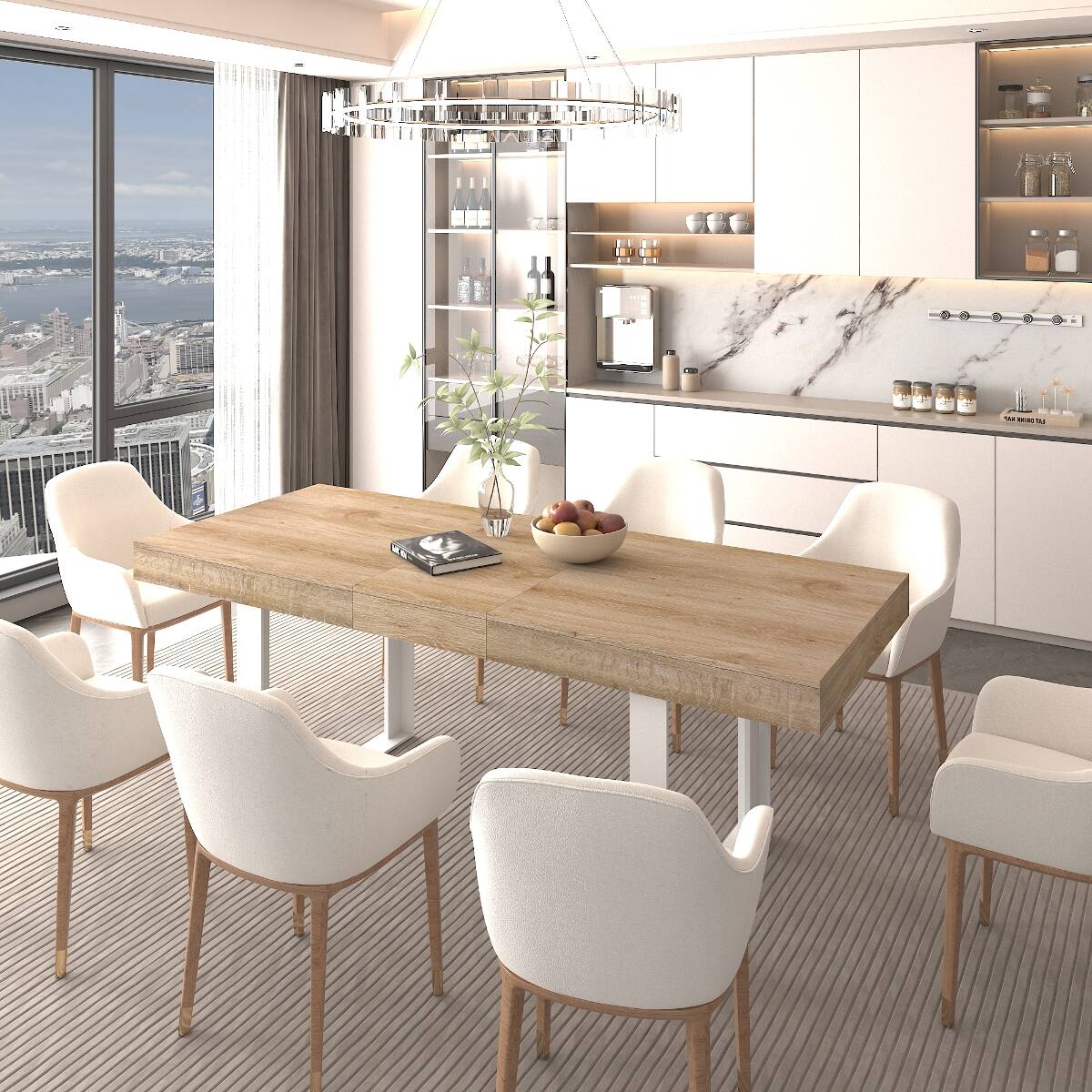 Loheer Extendable Dining Table, Modern Farmhouse Table for Six to Ten ...